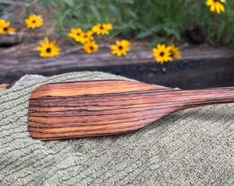 Espátula de madera de cebra hecha a mano de 32,4 cm (12,75 pulgadas) - Utensilios de cocina naturales - Resistente a los arañazos