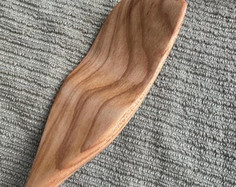 Espátula curva de arce duro de 28,5 cm (11,25 pulgadas) hecha a mano - Utensilios de cocina naturales - Resistente a los arañazos