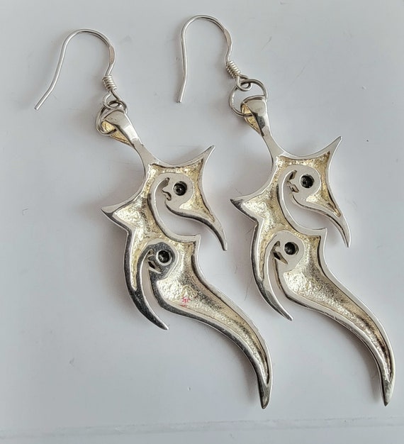 Vintage 925 Tribal Dagger Earrings - image 3
