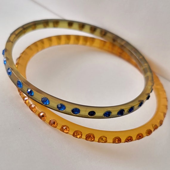 Antique 1920s Childs Celluloid Rhinestone Bangles - image 2