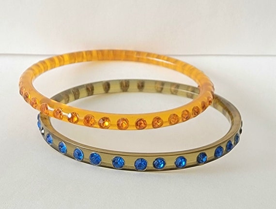 Antique 1920s Childs Celluloid Rhinestone Bangles - image 1