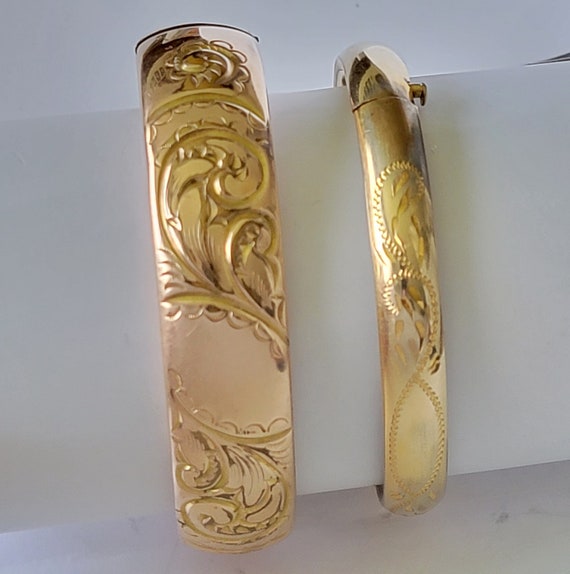 Two Vintage Antique GF Bangle Bracelets Scrap or … - image 2