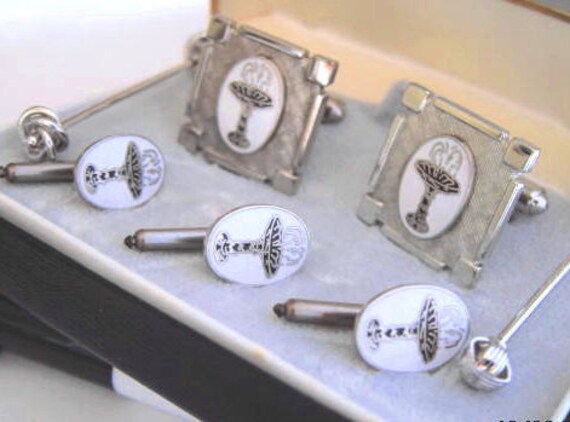 Vintage Anson Enamel Fountains Cufflinks SWANK Ti… - image 3