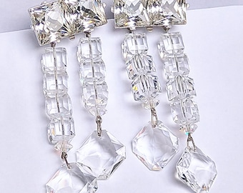 Vintage Art Deco Convertible Crystal Chandelier Earrings One Of a Kind