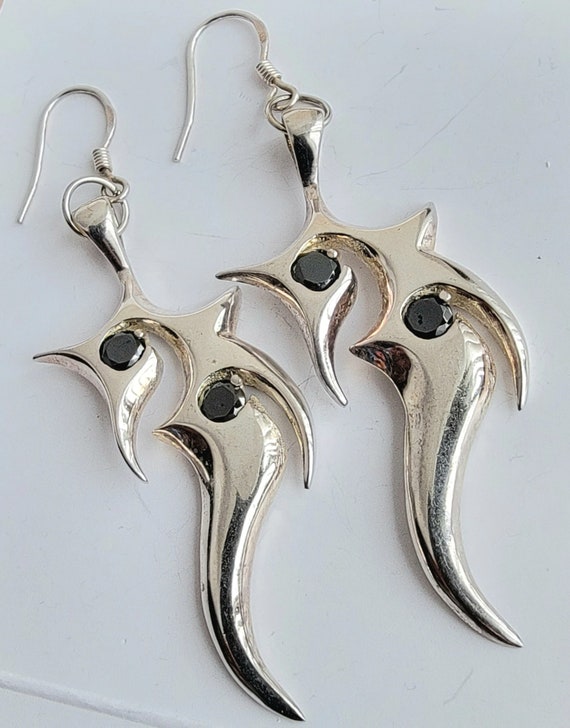 Vintage 925 Tribal Dagger Earrings - image 1