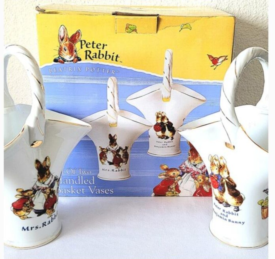 Peter Rabbit Vases Vintage Beatrix Potter Peter Rabbit Porcelain Basket Vases - Etsy