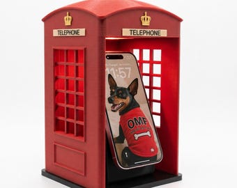 Vintage Phone Booth MagSafe Charger for iPhone with LED Lights