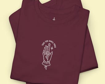 Vintage "This Too Shall Pass" Sketch Tee | Minimal Line Art Hand & Sword Shirt