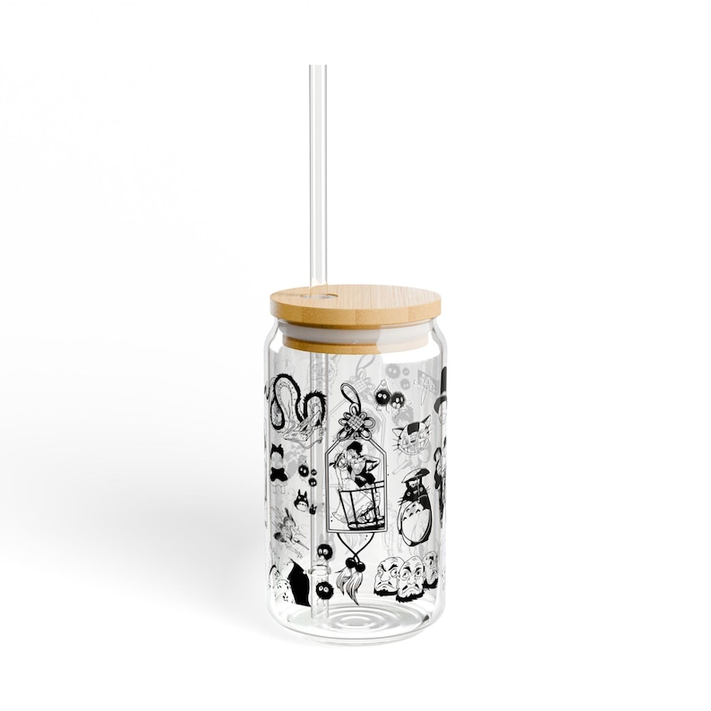 Studio Ghibli Illustrations Sipper Glass | Totoro, Spirited Away, Kiki's Delivery Service, etc., Straw Glass image 7