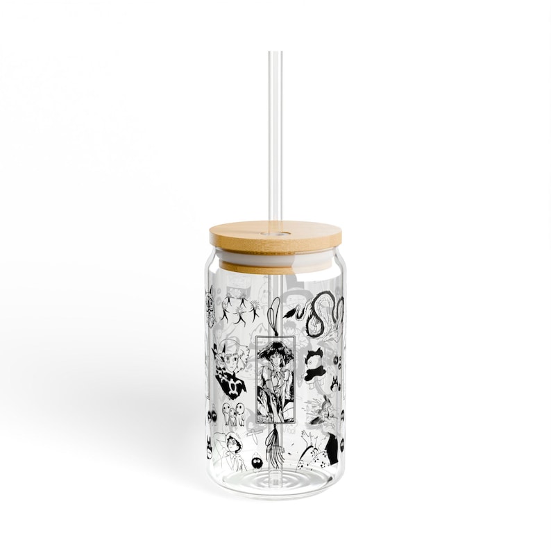 Studio Ghibli Illustrations Sipper Glass | Totoro, Spirited Away, Kiki's Delivery Service, etc., Straw Glass image 8