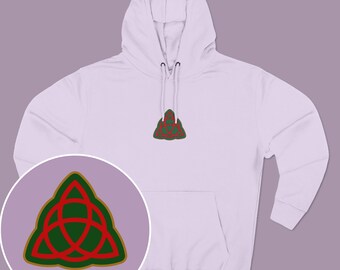 Charmed Triquetra Hoodie - Minimal Embroidered Celtic Knot Fleece Hoodie