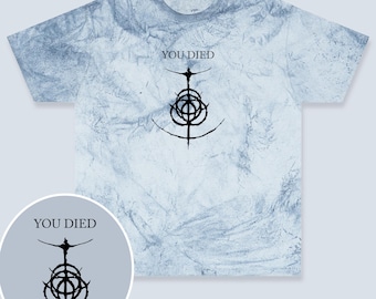 Elden Ring "You Died" Runes & Arcs of Light Shirt - Vintage Tie-Dye Tee For Gamers
