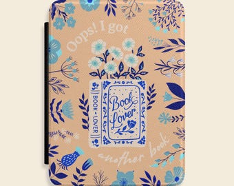 Floral Book Lover Kindle Case – Protective PU Leather Cover (Paperwhite)