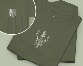 Attack On Titan "Dedicate Your Heart" Sketch Tee | AOT Steel Blade Anime Shirt