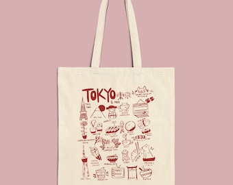 Tokyo Doodles Tote Bag | Illustrated Japan Food Canvas Tote