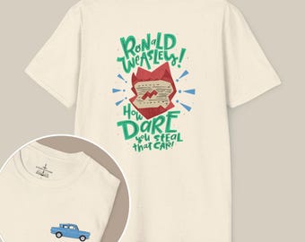 Harry Potter Ronald Weasley Howler Shirt | Flying Car (Blue Ford Anglia) Chest Accent Tee