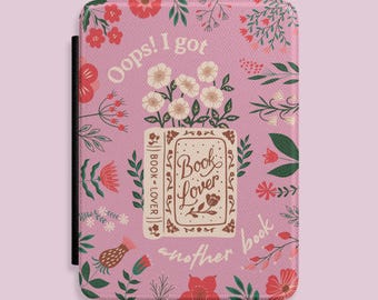 Floral Book Lover Kindle Paperwhite Case – Pink PU Leather Cover (Compatible with 7” Models)