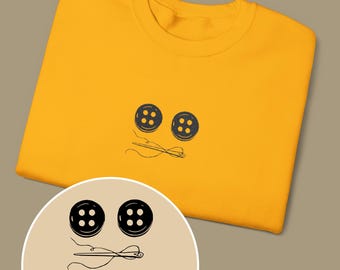 Coraline Inspired Button Eyes Vintage Crewneck - Minimal Film Reel Sweatshirt