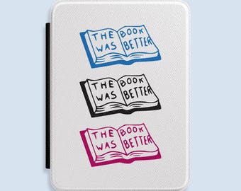Retro Bookstack Kindle Cover – "The Book Was Better" Leather Case (Paperwhite)