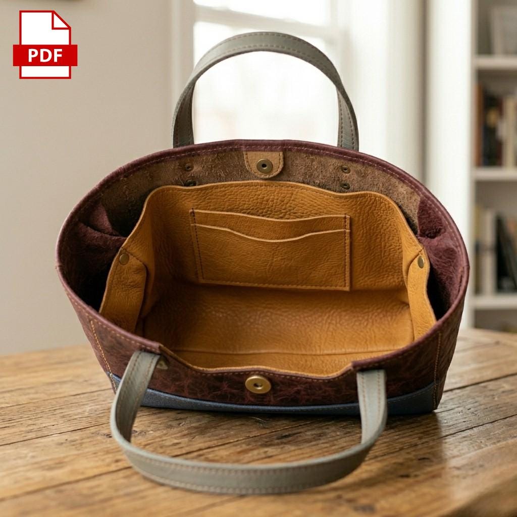 Leather Tote Bag PDF Pattern| Leather Template | Leather Craft Pattern ...