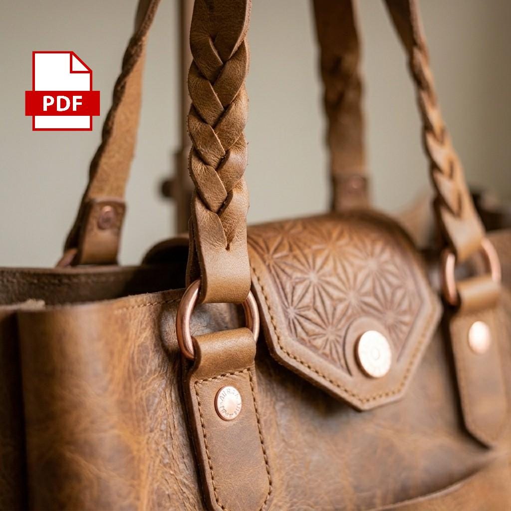 Leather Tote Bag PDF Pattern| Zipper Handbag Templat DIY Leather ...