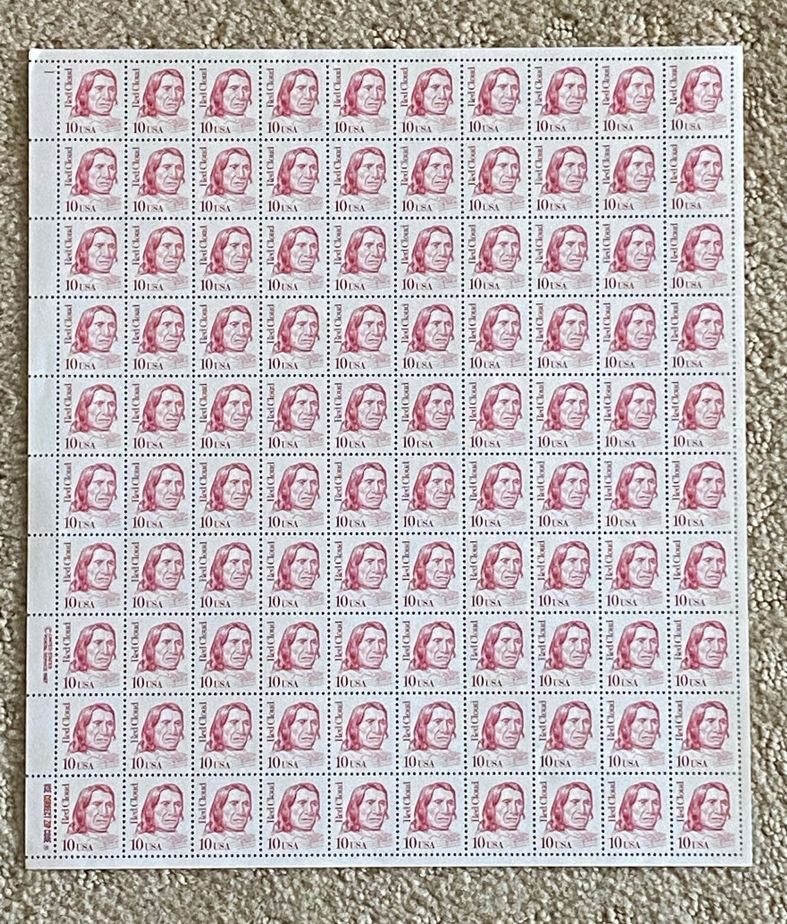 1987 Red Cloud Stamp Sheet 2175 Mint Free Shipping Etsy