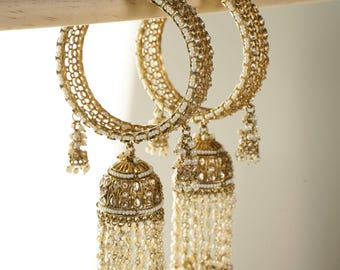 Lange Jhumka-armband Kaleera | Etnische Indiase sieraden | Bruidsarmbanden (set van 2)