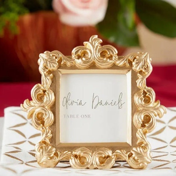 Small Gold Frame , Baroque Square Photo  Frame , Wedding ,Bridal Shower, Party Favors ,Place Card Holders