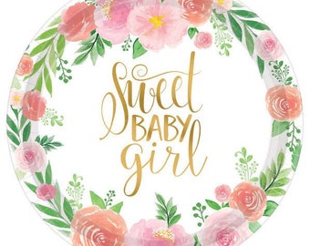 baby girl shower plates and napkins