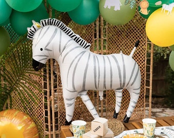 Large Zebra Balloon , Safari Birthdays, One 24" Mylar Balloon • shaped like a Zebra