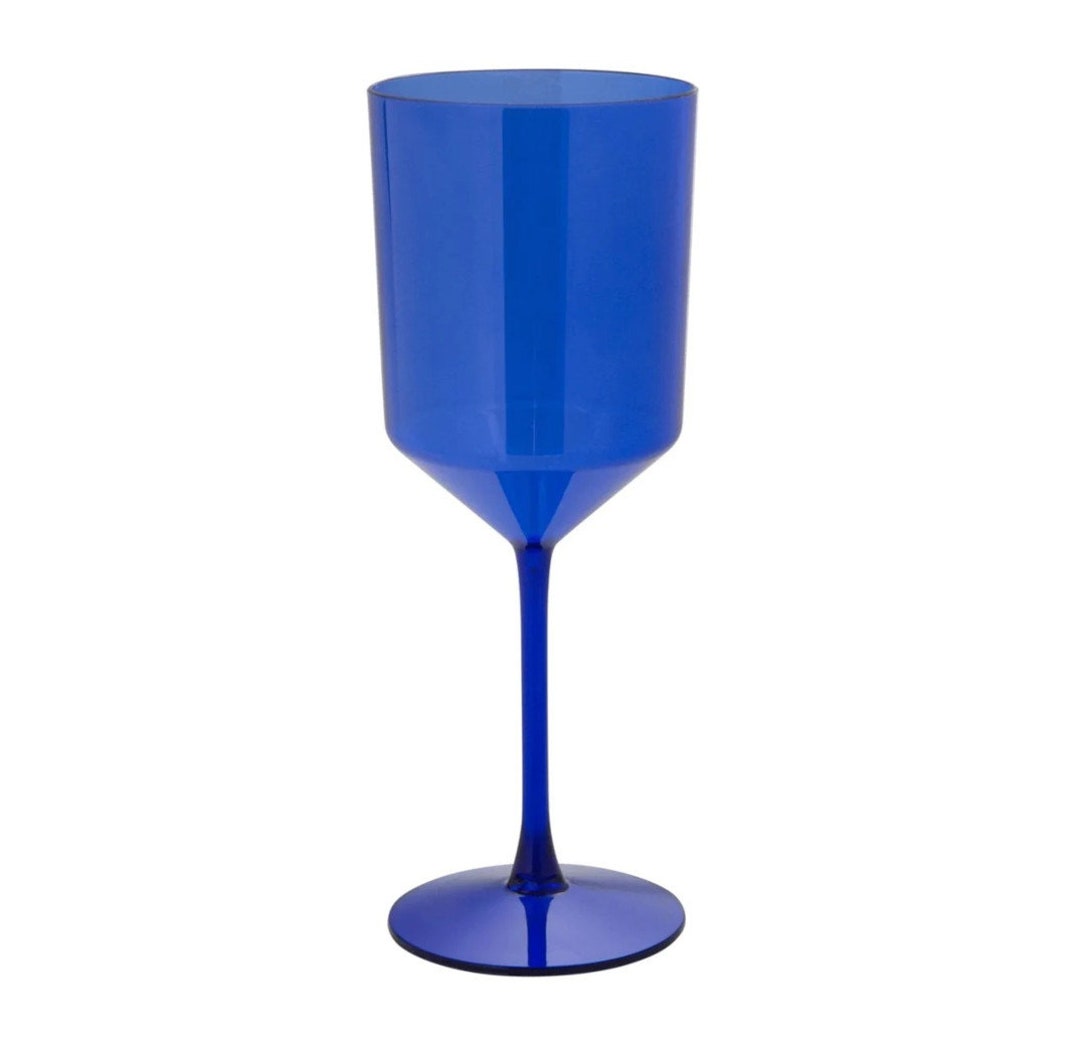 Blue Plastic Wine Cups 4 Cups Etsy