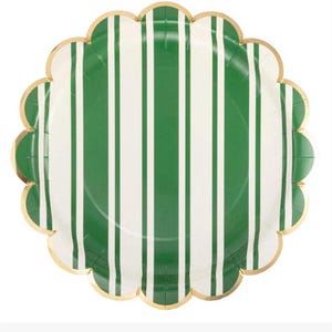 Green Striped Tennis Plates 10&quot;