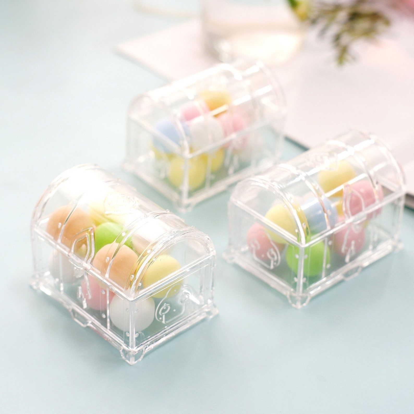 12 Pack 3 Clear Treasure Chest Favor Candy Boxes Etsy