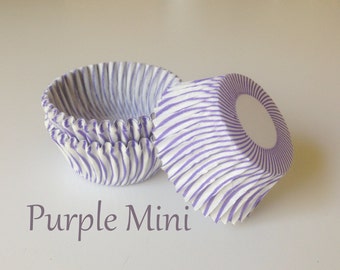 MINI Purple Stripe Cupcake Liners (100)