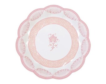 Floral Dessert Plates, 12 count , -Small 7" , Bridal Shower ,Baby Shower ,Tea Party ,Birthday Party
