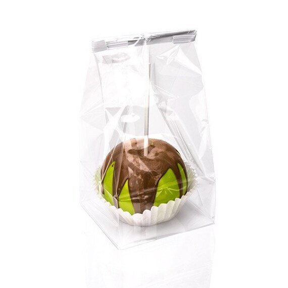 QTY 20 Ultra Clear Bags , Gusset Lunch Sack Shape, 4 x 4 x 9 Inches - Cupcake Size ,High Clarity Flat Bottom Gusset with Paper Insert Il_570xn