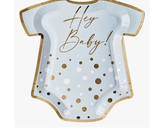 Onesie Die Cut Salad Plate Hey Baby Blue - 8pkg