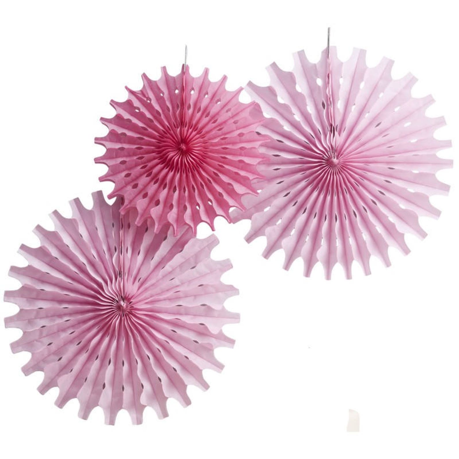 Pink Tissue Hanging Fan Decorations Set of 3 Hanging Fan Etsy