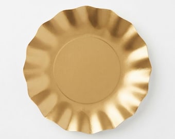 Satin Gold Wavy Paper Appetizer/Dessert Bowls/8pk
