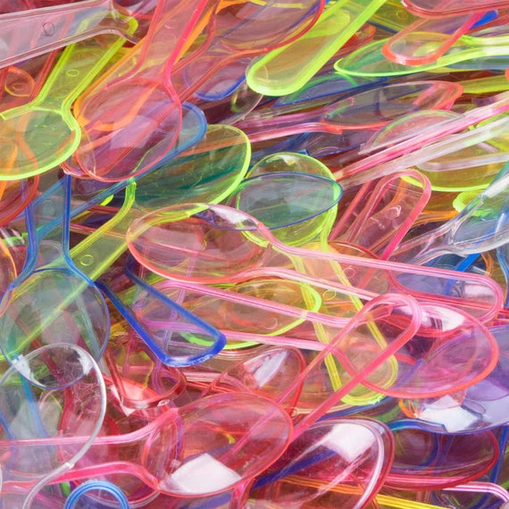 Mini Taster Spoons , Ice cream spoons, tiny plastic assorted ice cream spoons, party fun Il_570xn