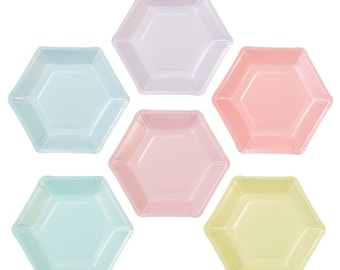 Paper Plates, PASTEL HEXAGONAL PLATES, Paper Plates,  decorations, party supplies, Paper Plates, Pastel