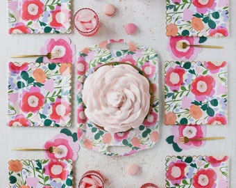 Bundle Floral Springtime Party Dinner Plates Napkins and Tray