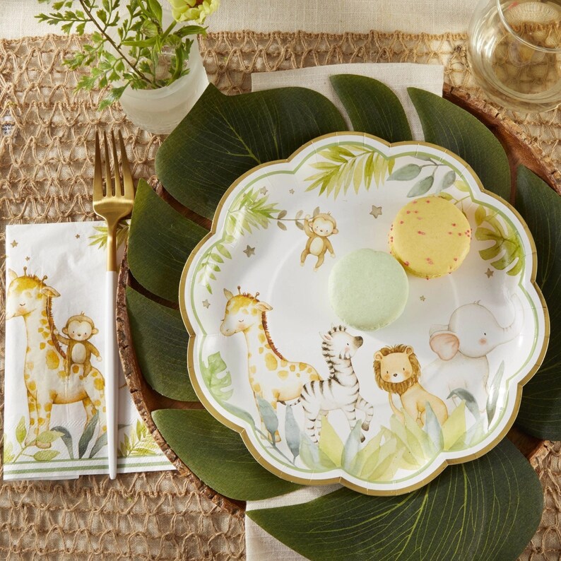 Safari Baby 9 In. Premium Paper Plates set of 16 Baby Shower Etsy