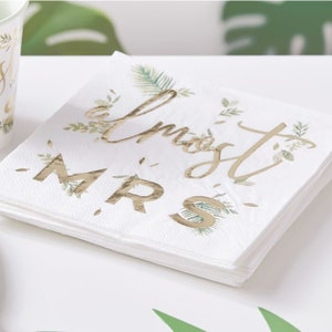 GOLD Foilded ALMOST MRS Hen Party Napkins