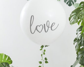 WHITE GIANT BALLOON  Printed with Love plus greenery