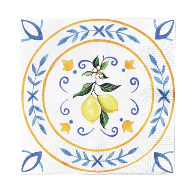 Lemon Cocktail Napkin Capri Coast 3 Ply/20pk
