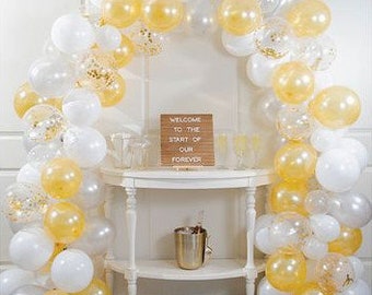 White and Gold Balloon Arch Kit