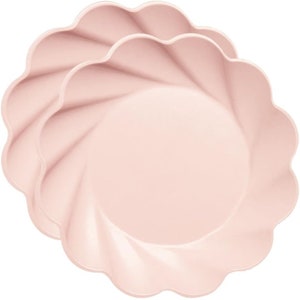 Blush Pink Bamboo Dinner Plates 10 &quot; Eco Friendly Plates, Pack of 8