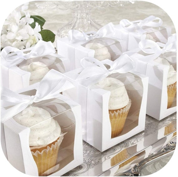 12 Single Cupcake Boxes,Individual Paper Cupcake Holder Containers, Party Food Box, Rustic Weddings, Cupcake Box Il_570xn