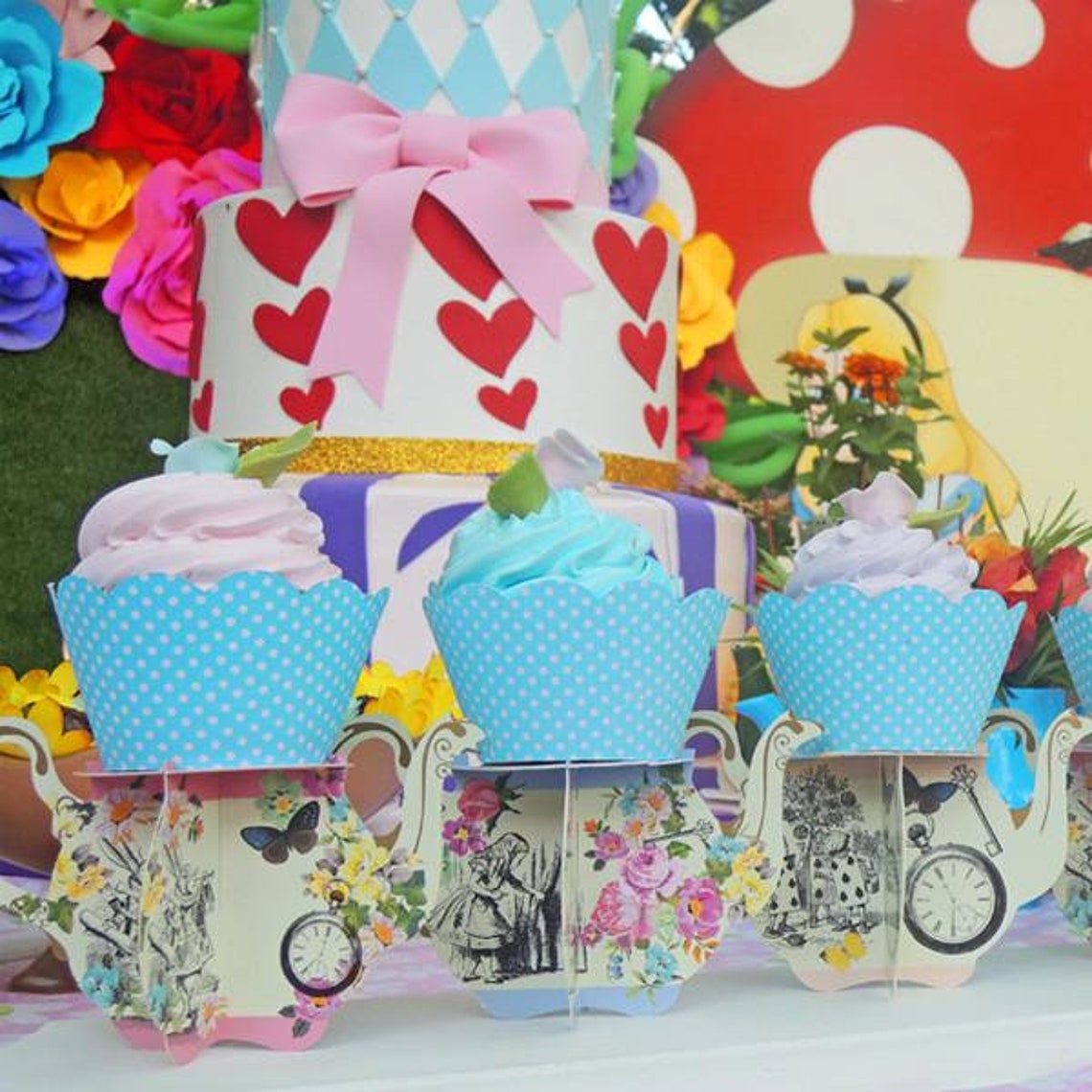 ALICE MINI TEAPOT Cupcake Stands Etsy